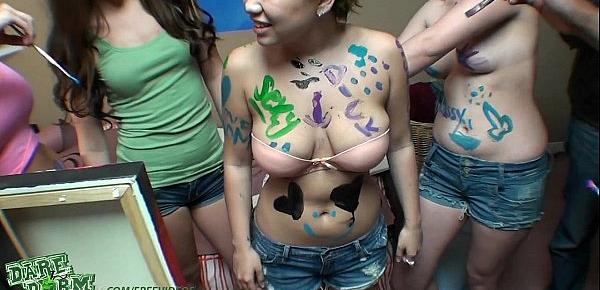  DareDorm - Dorm girls have some fun with paint